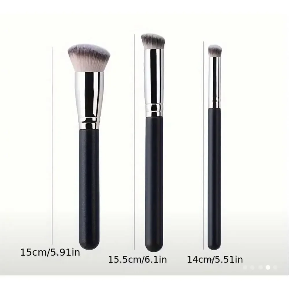 NWT 3 Kabuki Multi-Purpose Face Makeup Brushes Blending Buffing Flawless Finish
